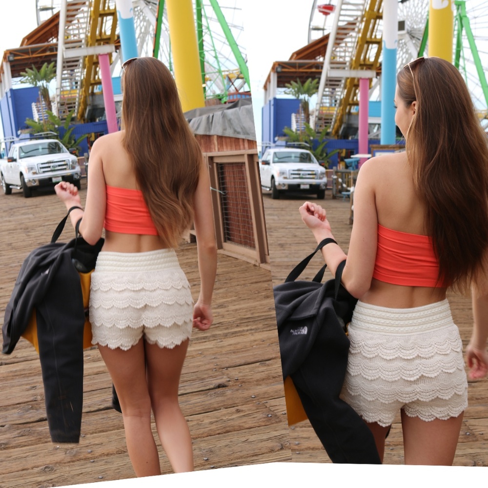 Crochet Casual Summer Shorts Cream